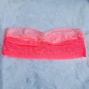 NWT Victoria's Secret Lace Bandeau Pink Bra Size L